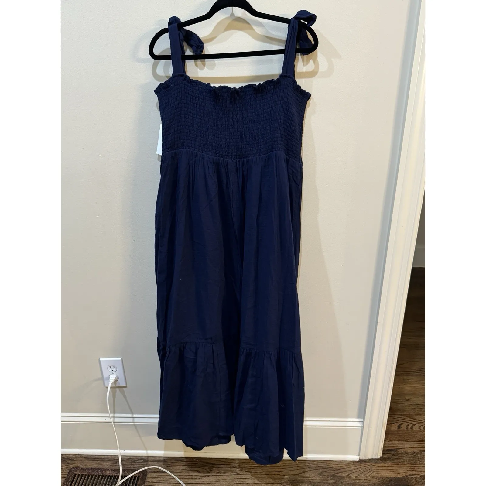 Caslon Pink Rouge Smocked Tie Strap Cotton Gauze Midi Sundress Size‎ 2X Blue - Image 3