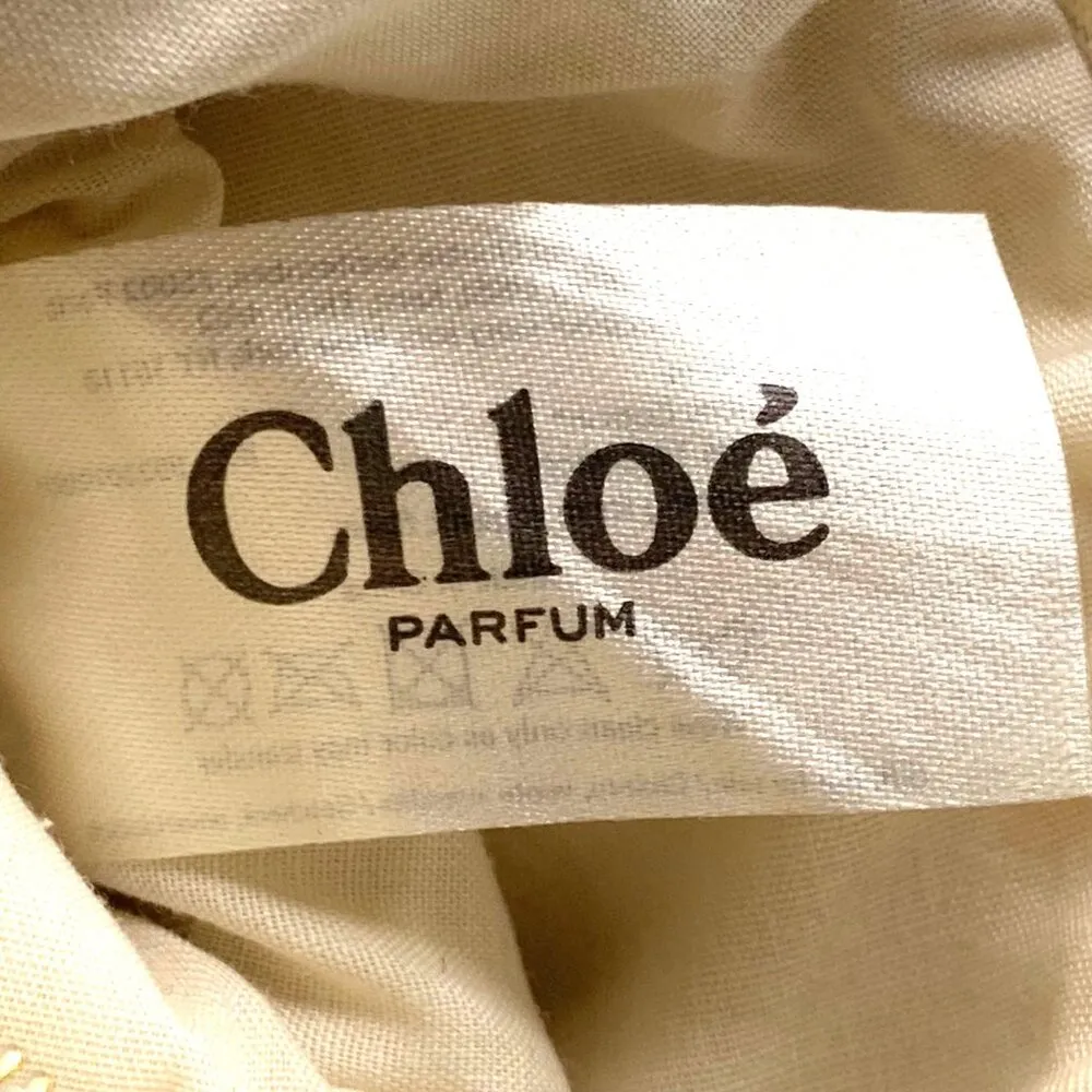 Chloé Parfum Canvas Coin Purse Makeup Case Gold Charm Red Stitching Chic Travel - Image 12