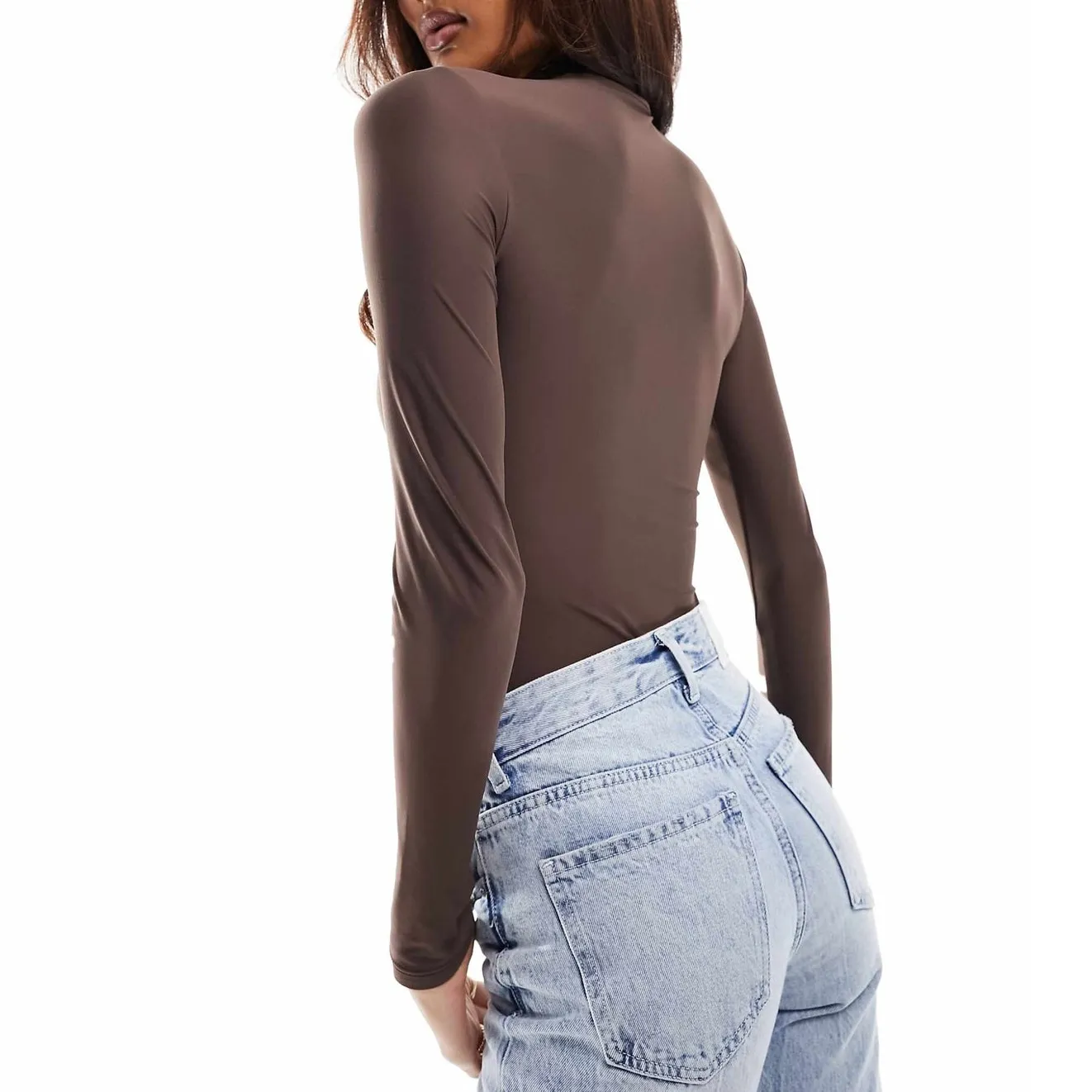 Abercrombie & Fitch NWOT Java Brown Matte Soft A&F Collection Mock Neck Bodysuit - Image 6