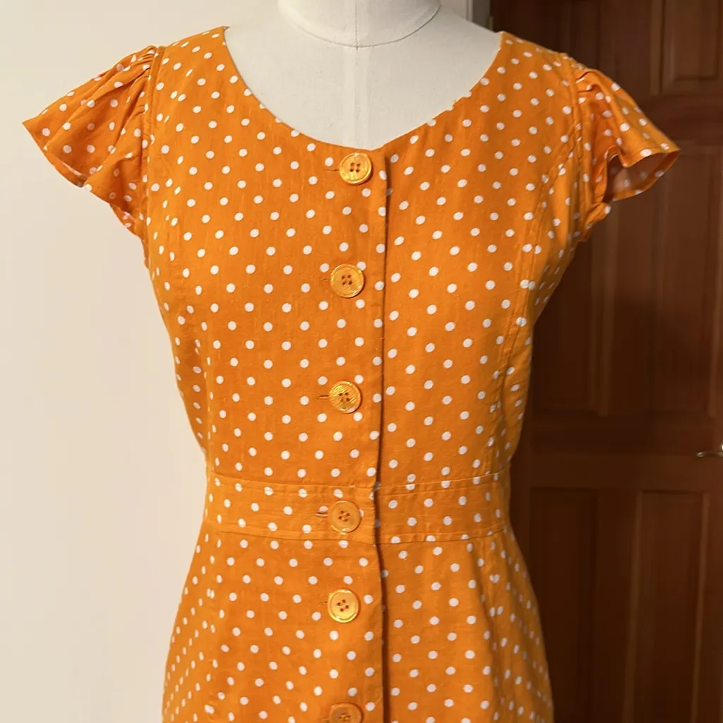 Polka dot button front midi dress - Image 8