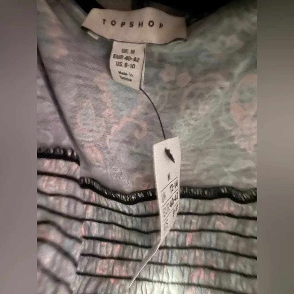 TopShop - Crop Smocked Square Neck Blouse in Black Paisley - NWT - Image 10