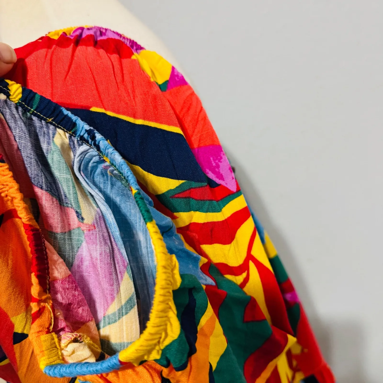 Terra Sky Women's Tropical Leaf Print Tiered Ruffle Off the Shoulder Tunic 2X - Image 4