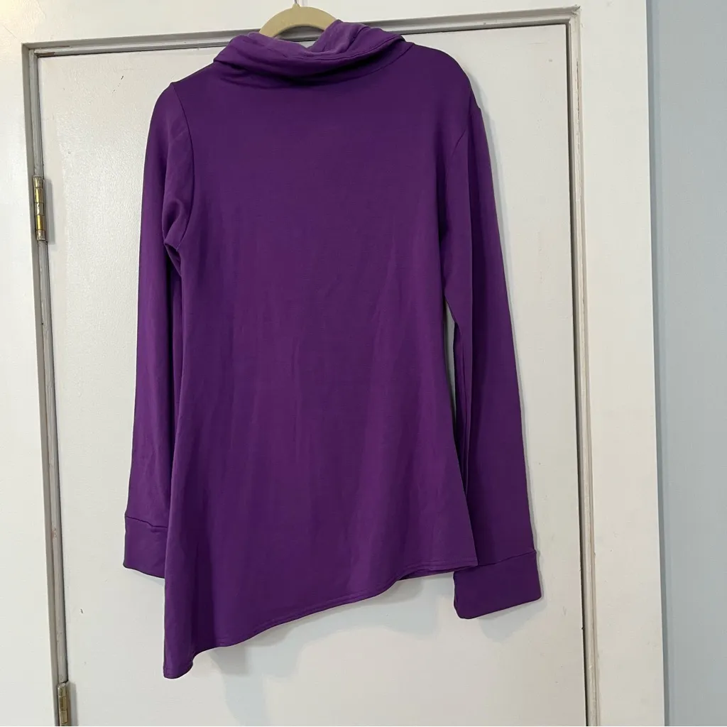 Purple Asymmetrical Cowl Neck Sweater Zipper Turtleneck women’s size large - Image 7