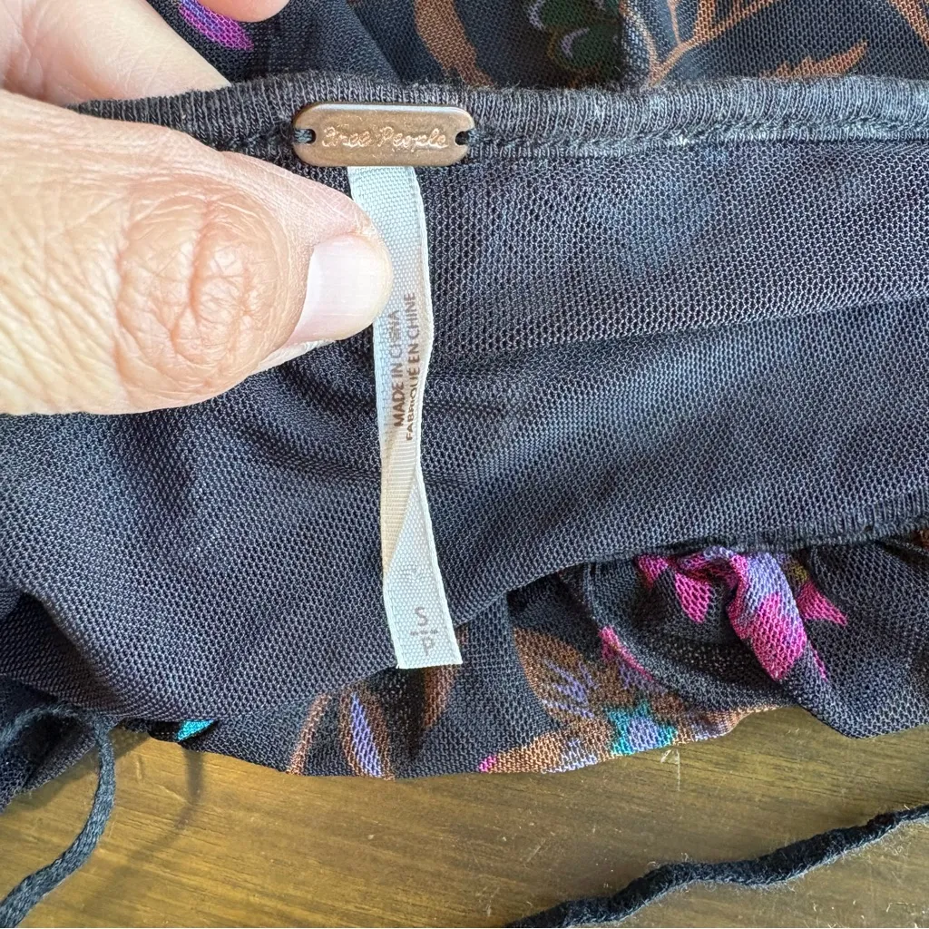 Free People Wild Flower Honey Black Floral Top Whimsygoth Fairy Whimsy - Image 5