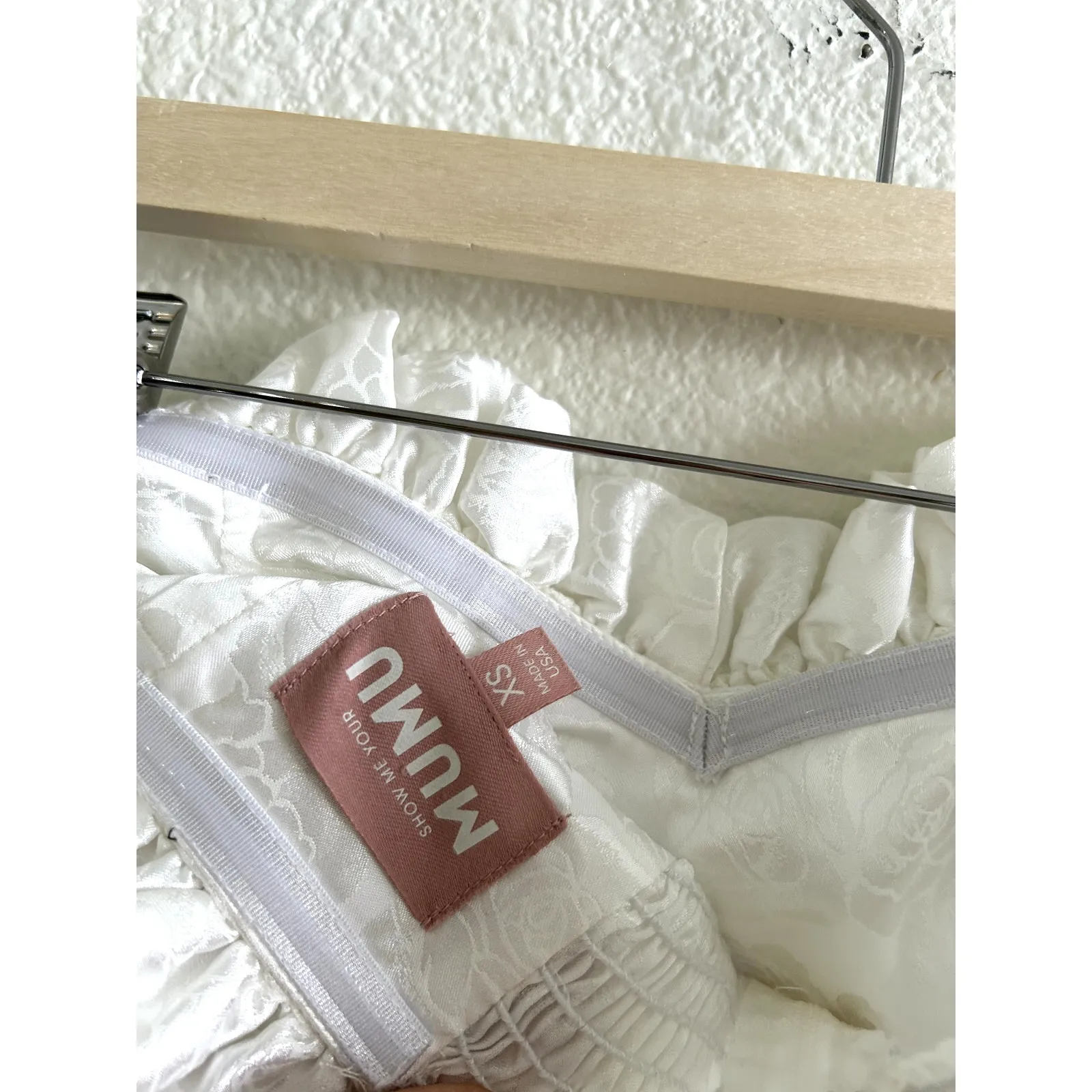 Show Me Your Mumu Lala Skort Dress in White Rose Satin XS - Image 4