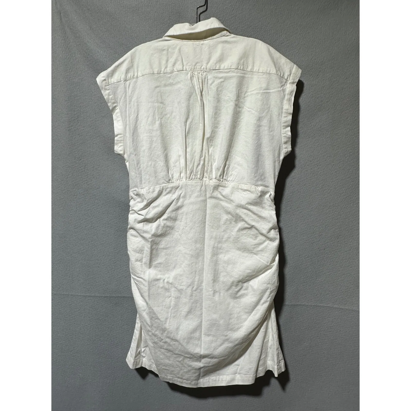 Anthropologie Cap sleeve collared Linen Blend Mini Dress White Size 1X new - Image 5