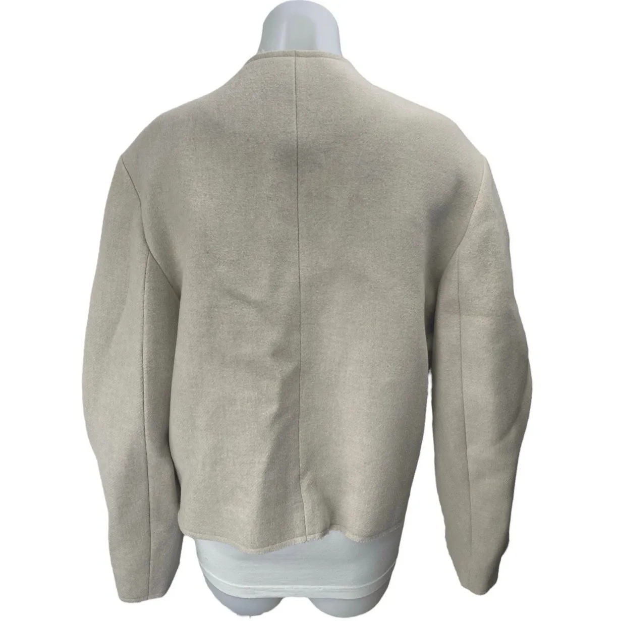 H&M Women's Beige Wool Long Sleeve Wrapover V Neck Sweater Coat Jacket Size S - Image 2