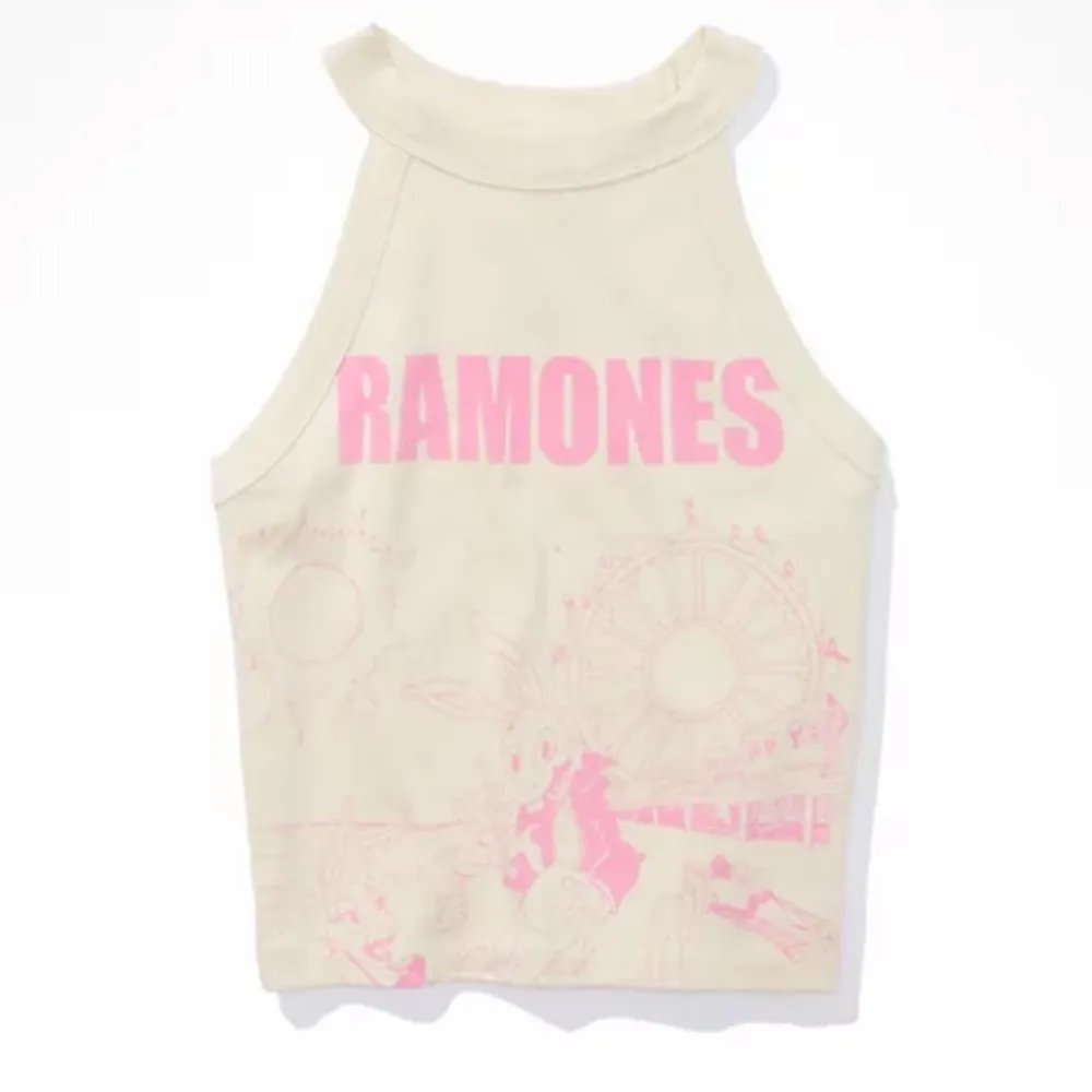 AE Cropped High-Neck Ramones Graphic Tank Top - Image 5