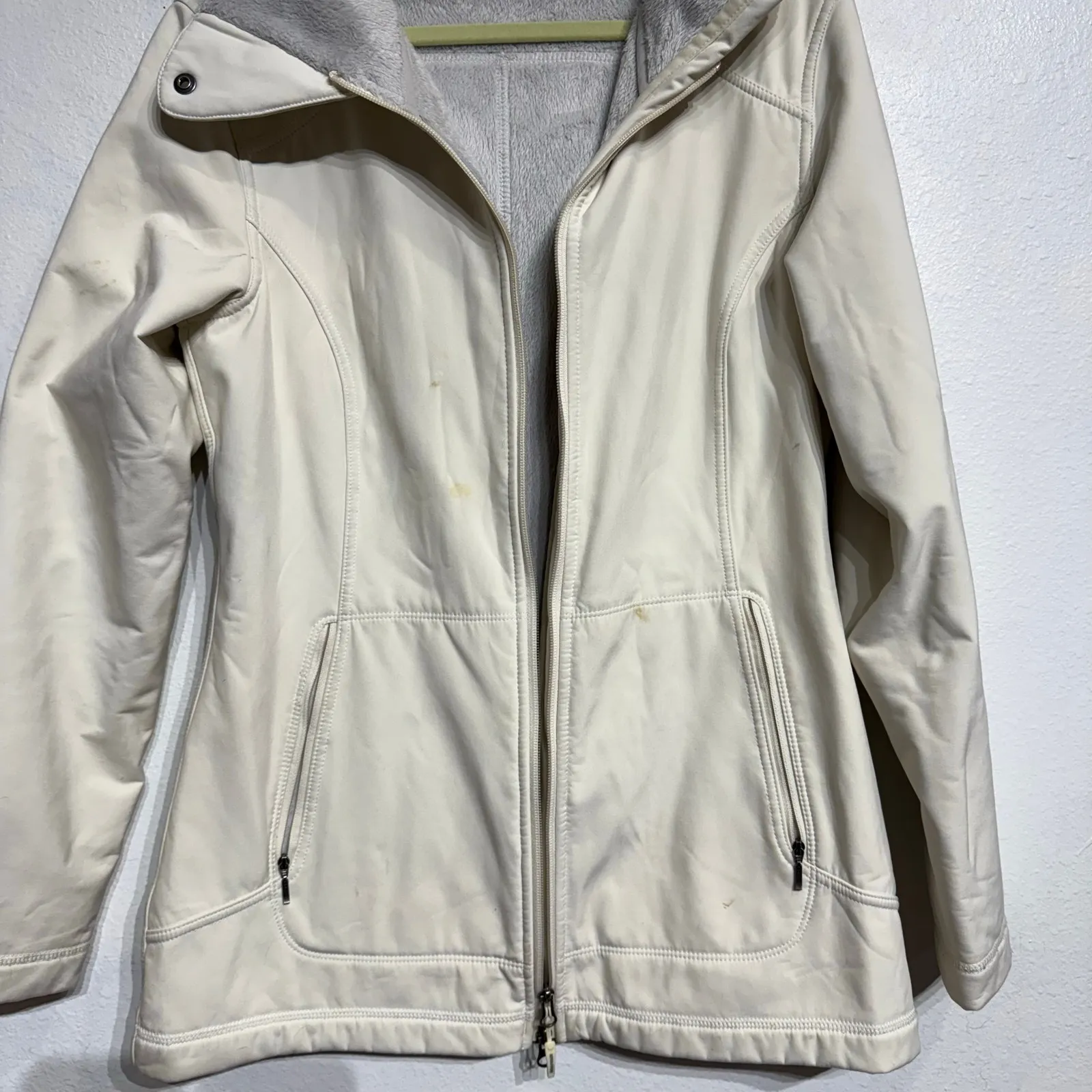 Marmot Off White Davos Turtle Dove Faux Fur Hood Jacket Sz M - Image 4