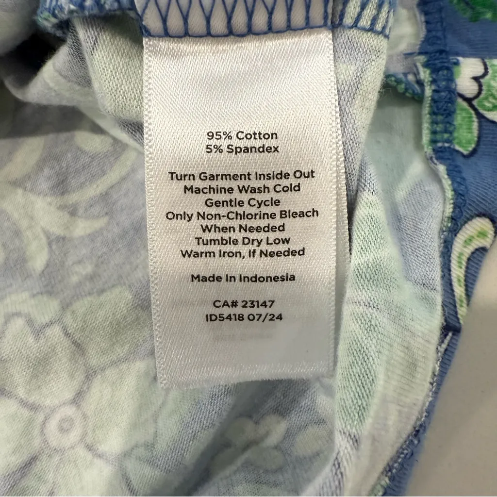 Talbots Tropical Print 3/4 Sleeve V-Neck Blouse Women’s Small Petite Blue/Green - Image 5