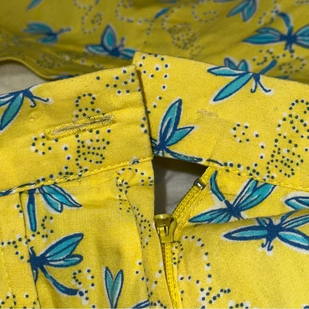 Lilly Pulitzer White Vintage 12 Yellow Blue Snappy Dragonflies Dragonfly Skirt - Image 7
