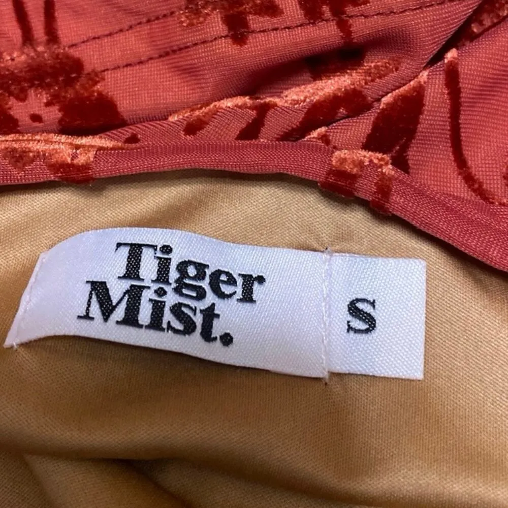 Tiger Mist Orange Floral Jacquard Sleeveless Cami Camisole Tank Crop Top Size S - Image 3