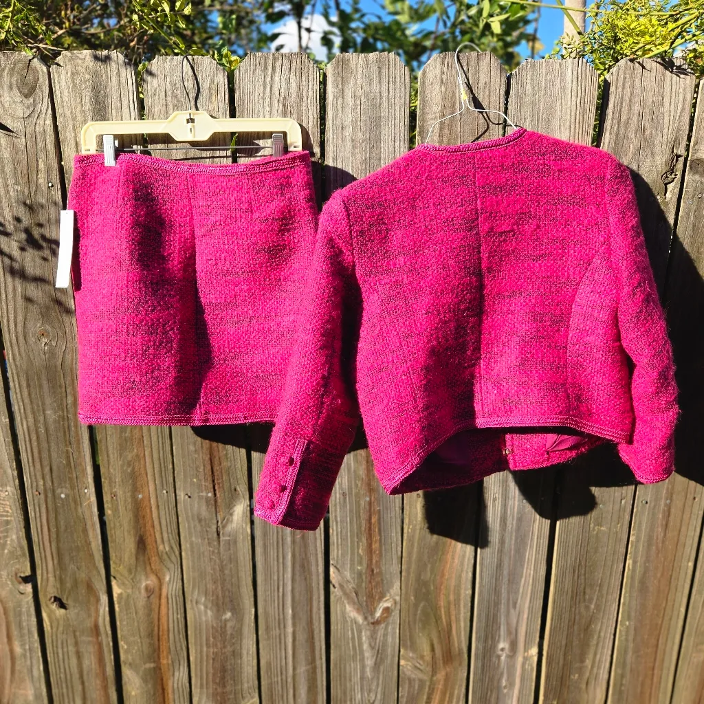 Pink Tweed Skirt Set for Women Spring Autumn New Large 2 Pieces - Image 15