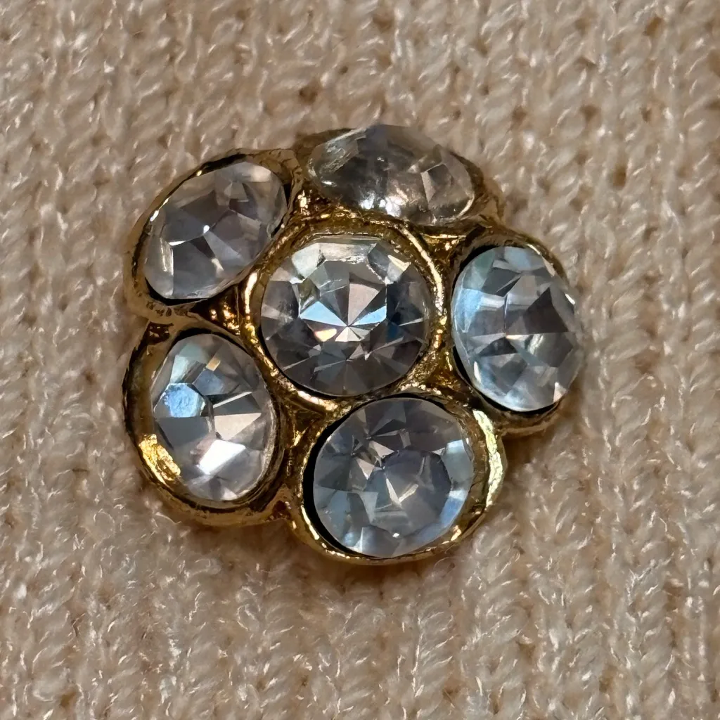 Vintage Chic Cream Cardigan with Gold Jewel Detailing made in USA size 4 - Image 11