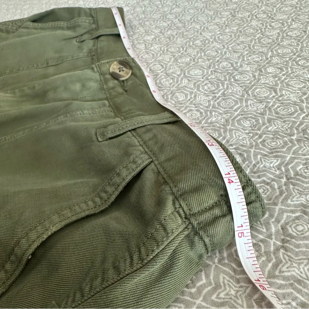 NEW! Aerie Adventure Frayed Hem Shorts in Olive Green Cotton Linen Size S - Image 7
