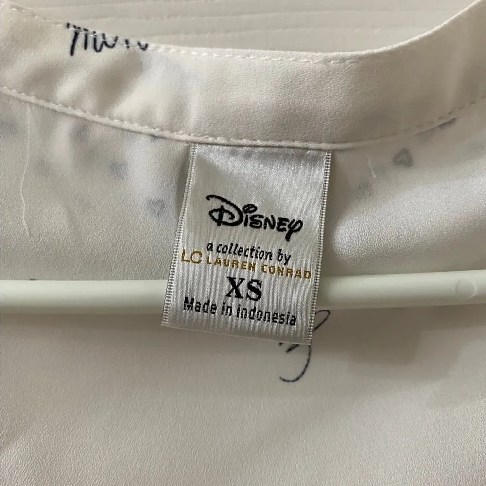 LC Lauren Conrad Disney White Sleeveless XS Blouse Bow & Minnie Mickey - Image 4