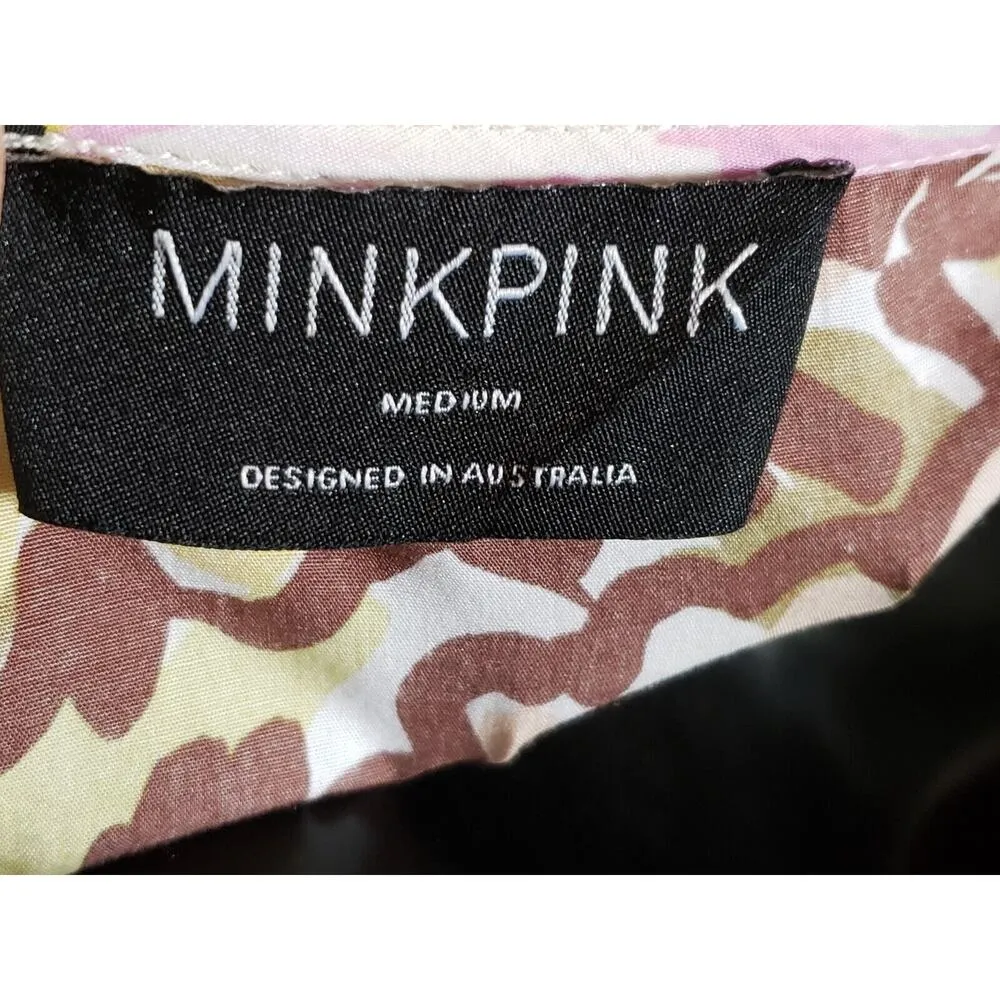 MINKPINK Women's Multi Floral Pleated V Neck Short Sleeve Long Maxi Dress Medium - Image 7