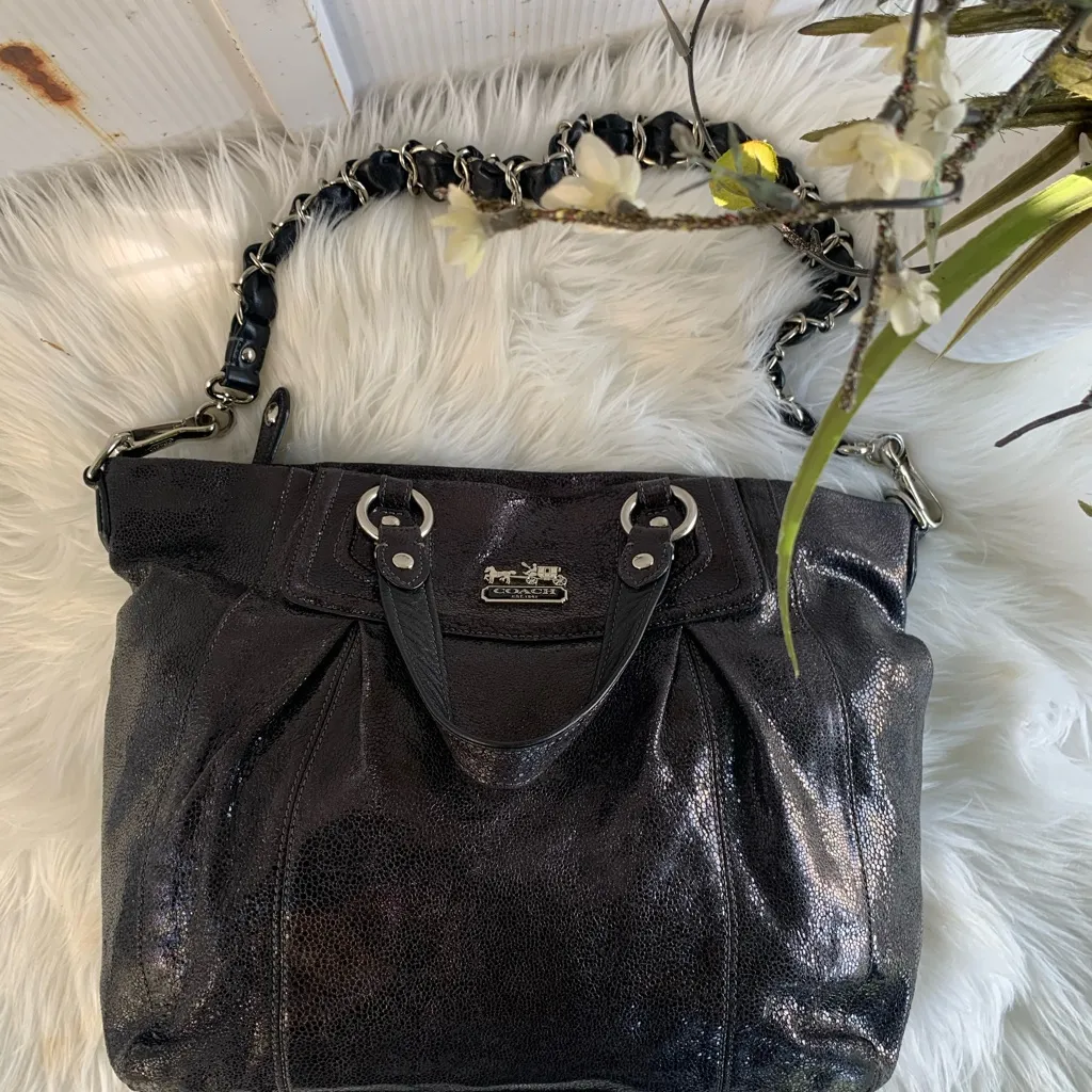 *RARE* Coach LMT EDITION Madison Audrey, Metallic Black Satchel/Shoulder Bag - Image 12