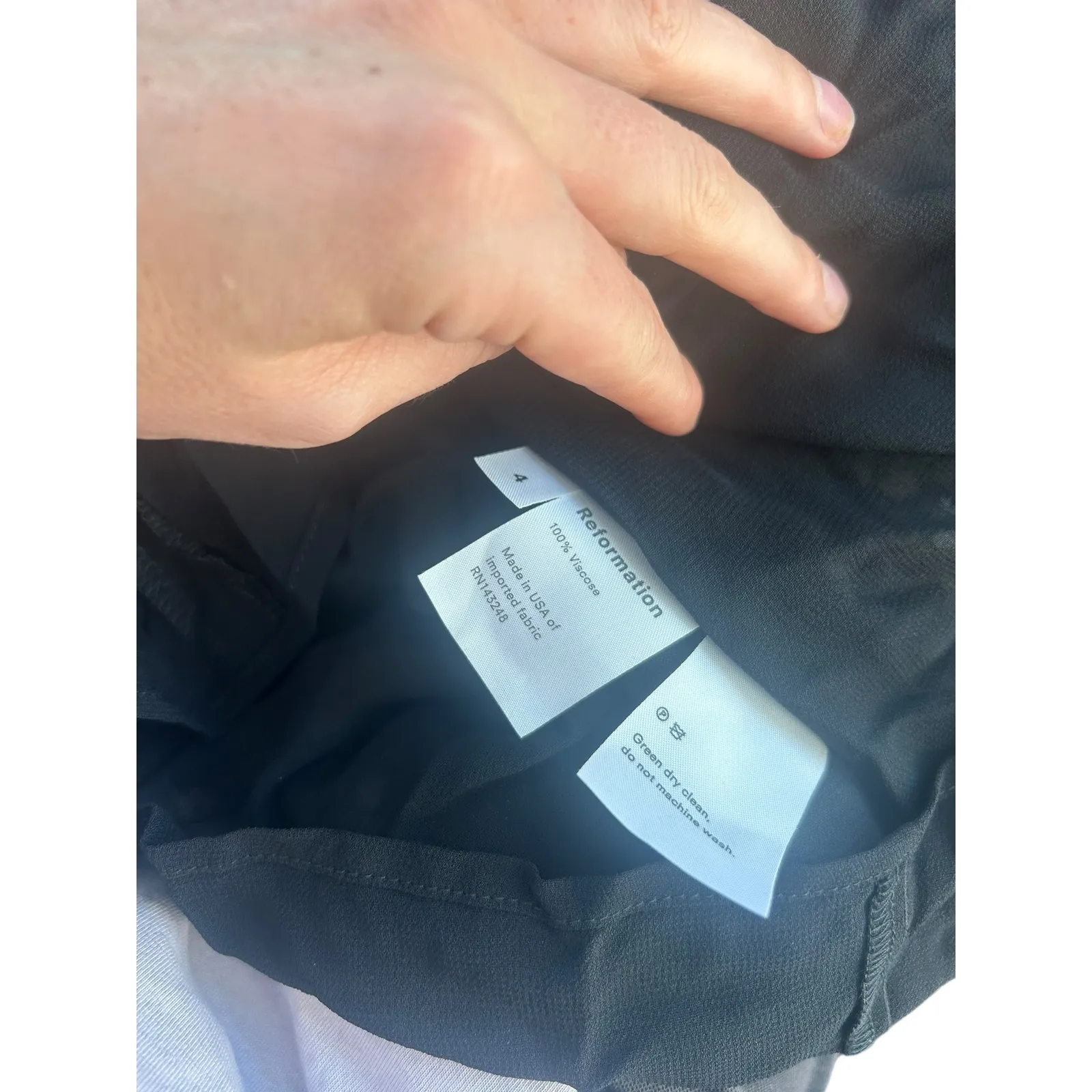 Reformation Christine Black Floral Mini Dress Tie Strap Smocked Ruffle Hem - Image 9