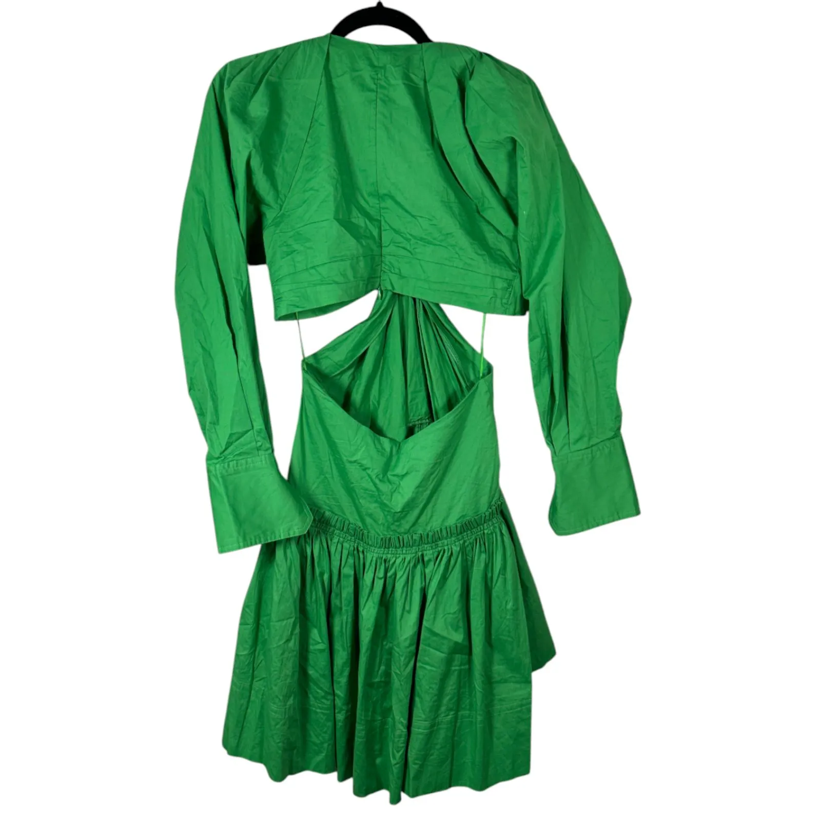 Jason Wu Poplin Cut Out Mini Dress Kelly Green Size Small - Image 5