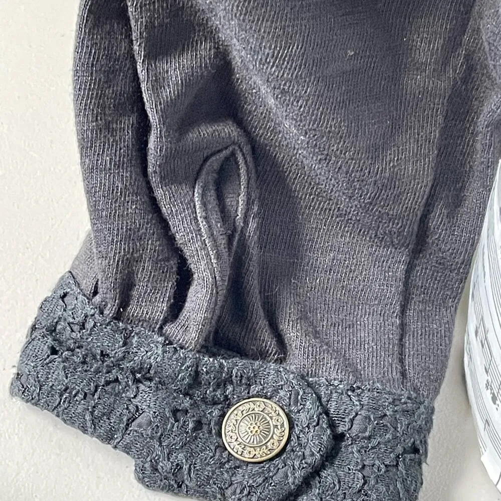 Free People Black Cotton Lace Enhanced Moto Jacket size small - Image 6