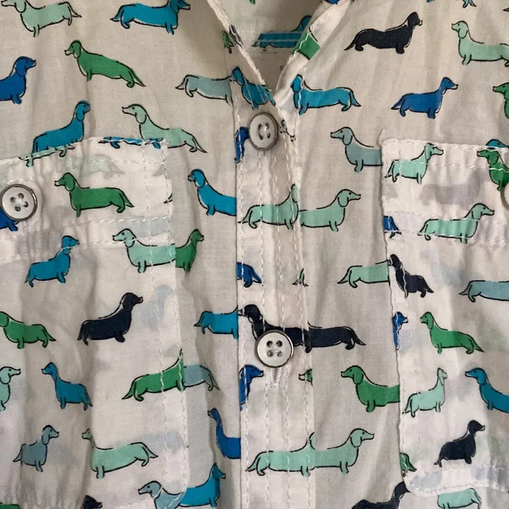Sonoma  White and Blue Dachshund Button Down Size Extra Small - Image 6