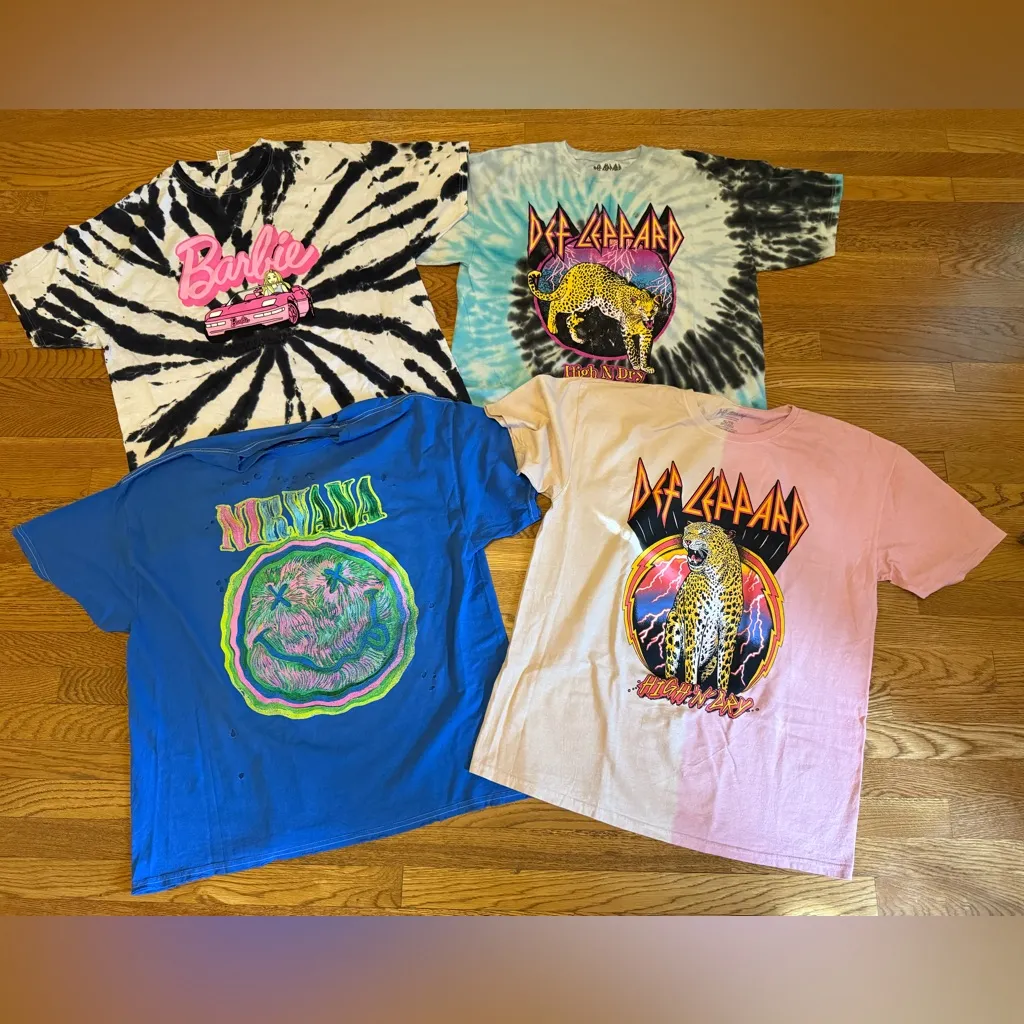 NWOT Def Leppard High N Dry Tie Dye metal rock Official T-Shirt dress size XL - Image 13