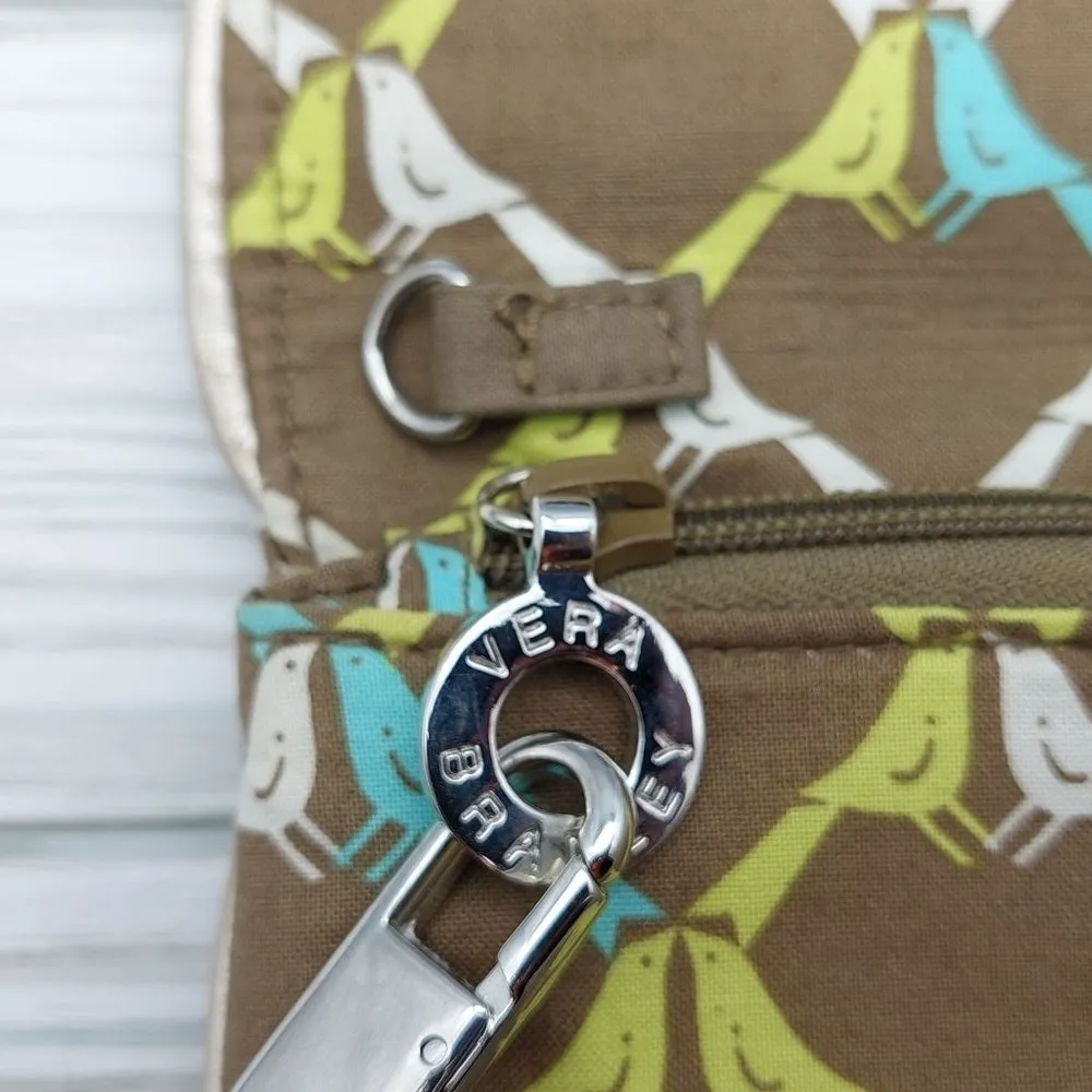 Vera Bradley Wristlet Clutch Wallet Magnetic Closure Mini Purse Green Blue Birds - Image 8