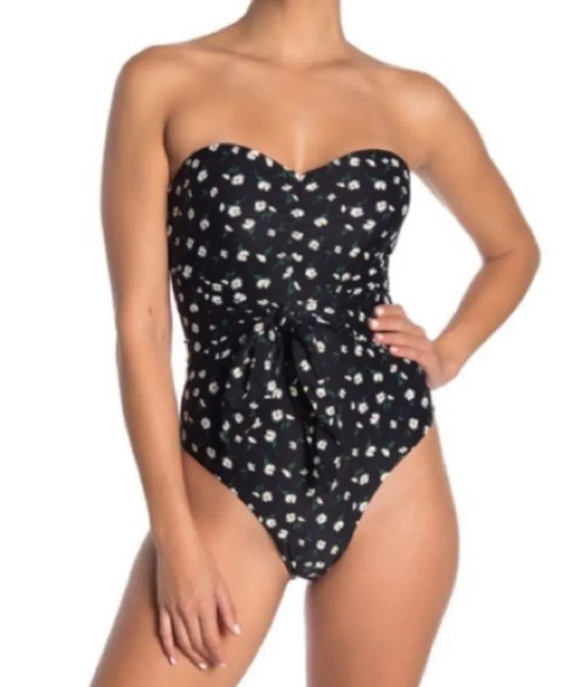 ONIA X WEWOREWHAT
Capri Daisy Print One Piece Swimsuit In Black - Image 2