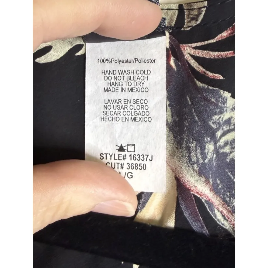 Womens Large Black Colorful Floral Kimono‎ Open Cardigan Beach Preppy Tropical - Image 7