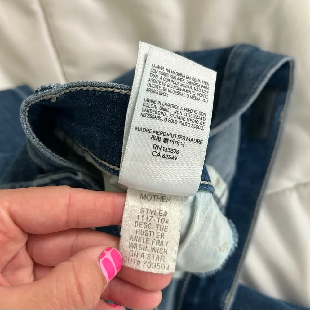 Mother The Hustler Ankle Fray jeans Wish On A Star 32 Blue - Image 14