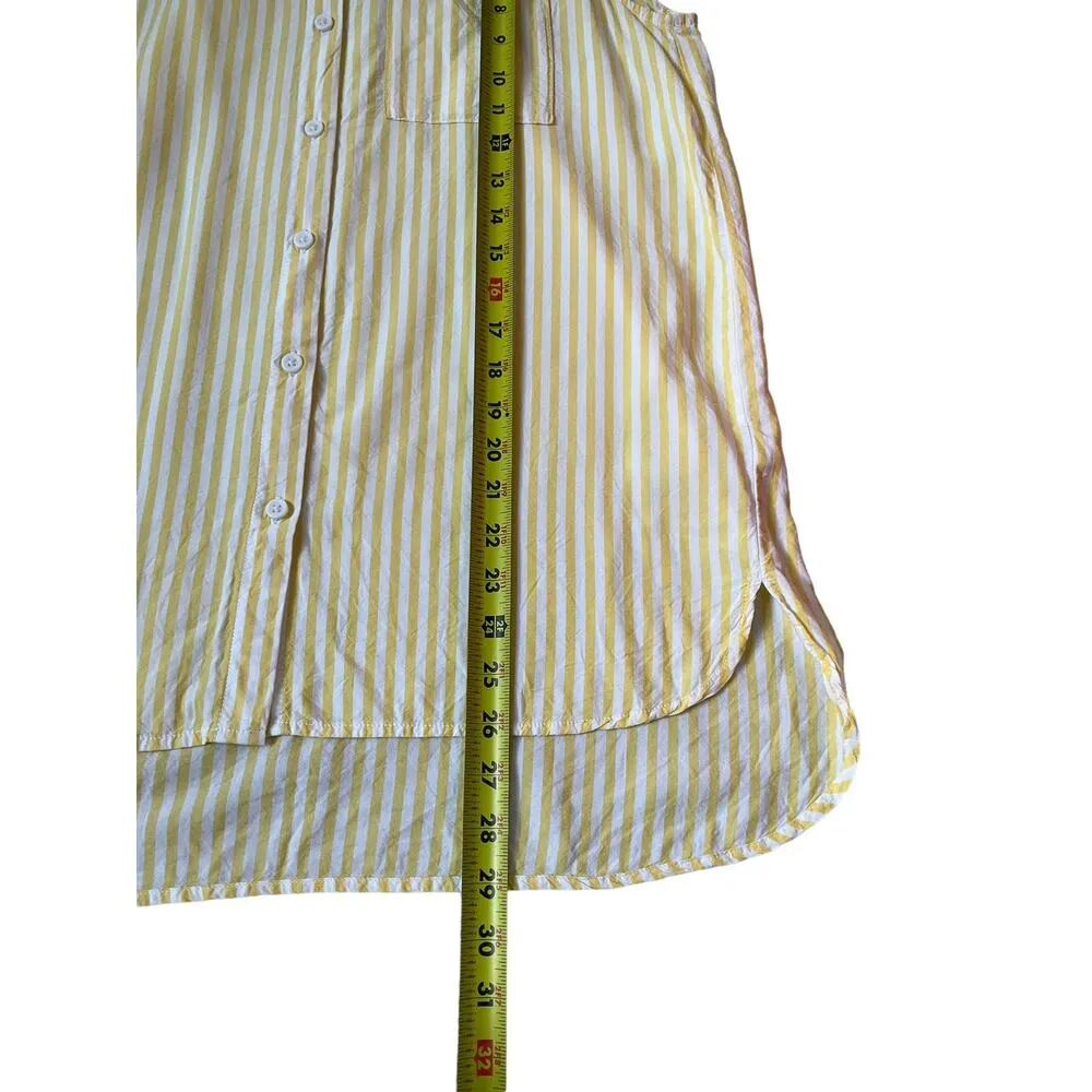 Beach Lunge Lounge Yellow & White Button Up Long Shirt Women's Sz Medium | 22-4 - Image 6