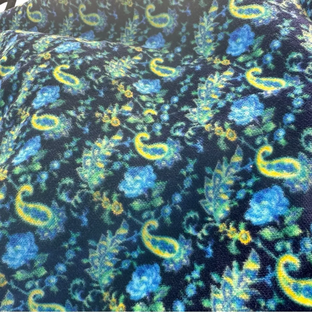 Versace Jeans Couture Vintage Cropped Paisley Baroque Vest Gold Medusa Buttons Blue Size XS - Image 7