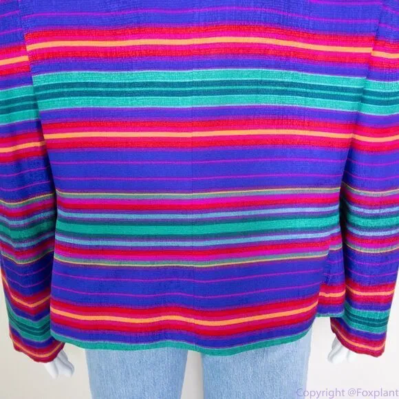 Vintage Adrianna Papell 100% silk blazer jacket, floral‎ print, size 16 Blue - Image 7