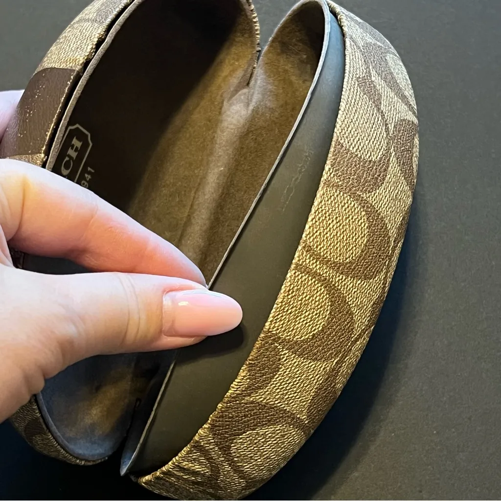 Coach sunglasses case, textured leather, classic monogram, brown - Image 7