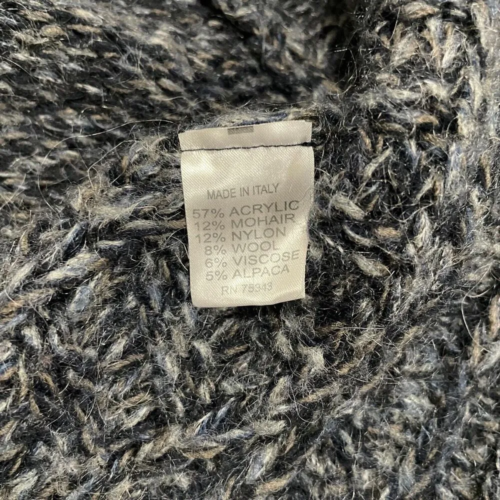 Elsamanda Made in Italy Gray Chunky Knit Open Front Cardigan S Wool Alpaca Blend - Image 10