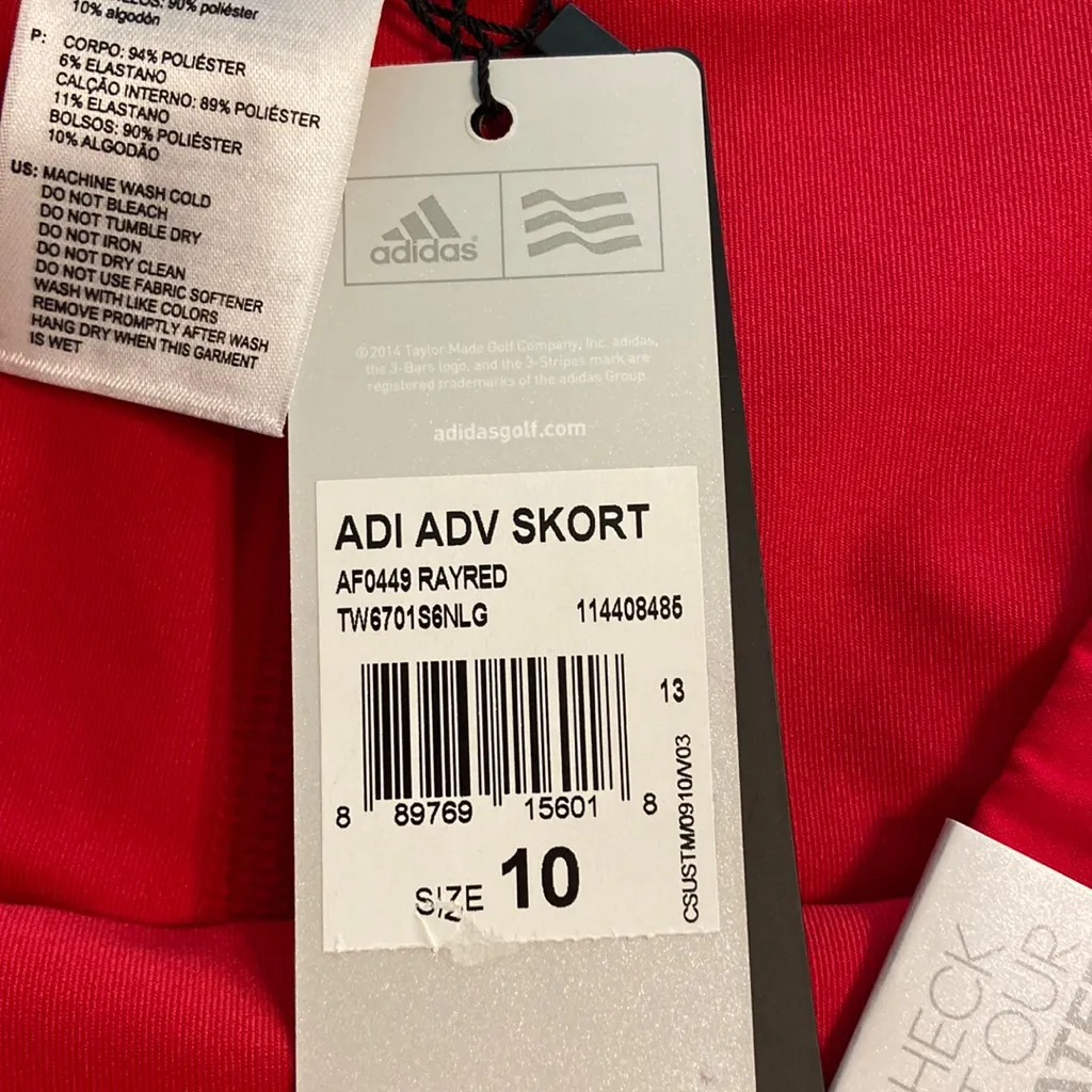 Adidas Bold Red Skirt/Skorts size 10 brand new length 18” waist 32” - Image 7