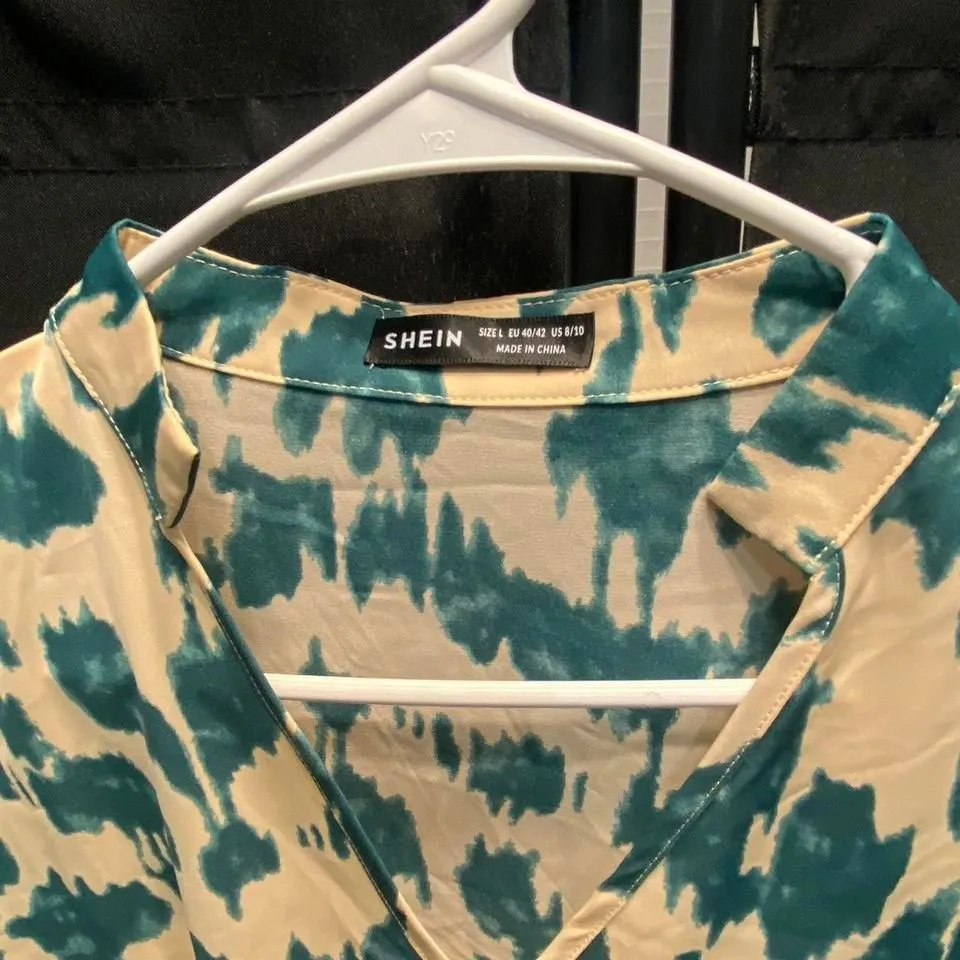 Shein‎ Mini Dress V-Neck Long Sleeve Casual Print L NWOT - Image 2