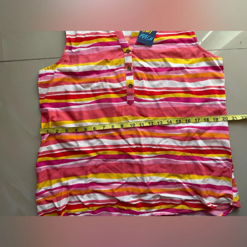 Women’s Kiwi & Fresh Tank Top pink colorful stripes sleeveless summer Rayon PL Size undefined - Image 13
