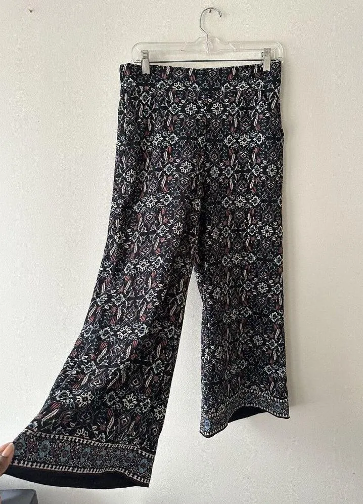 Max Studio Wide Leg Pull On Pants Cropped Size S Women’s Floral Print Multicolor - Image 3