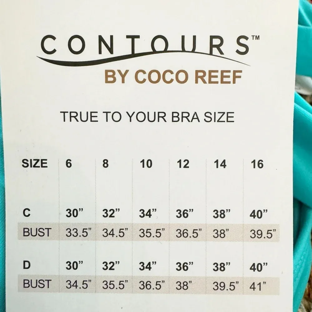 Coco Reef Contours Push Up Cameo Underwire Halter Bikini Top Turquoise Size 10 - Image 13