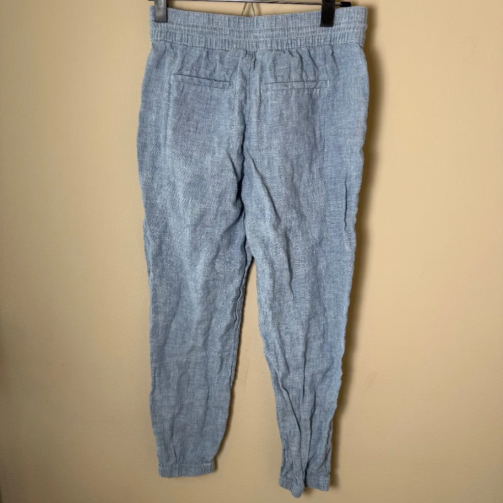 Athleta Retreat Jogger Pants 100% Linen Womens 0 P Petite Blue Beach Coastal - Image 2