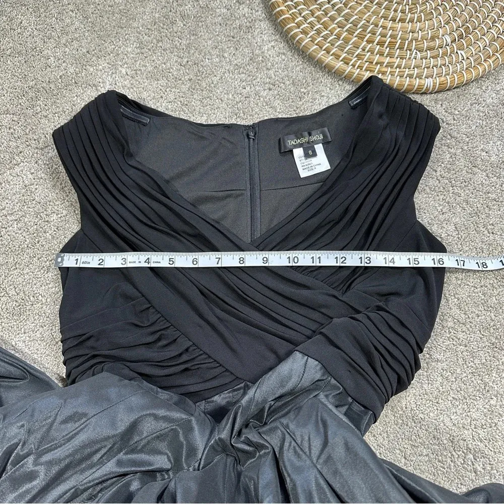 Tadashi Shoji Black Taffeta Fit and Flare Cocktail Formal Evening Dress Size 6 - Image 13