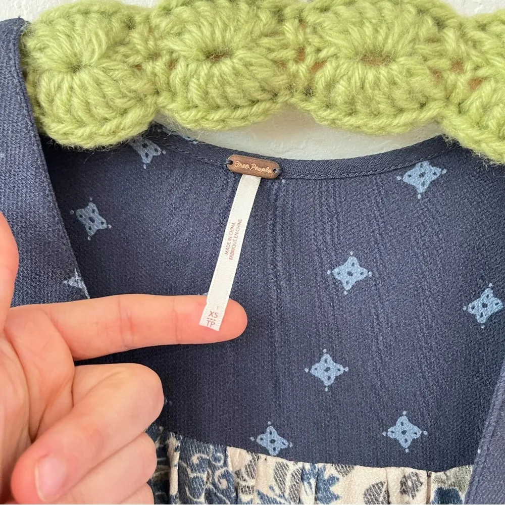 Free People Tallulah Mini Dress Blue Boho Kimono Short Sleeve XS - Image 4