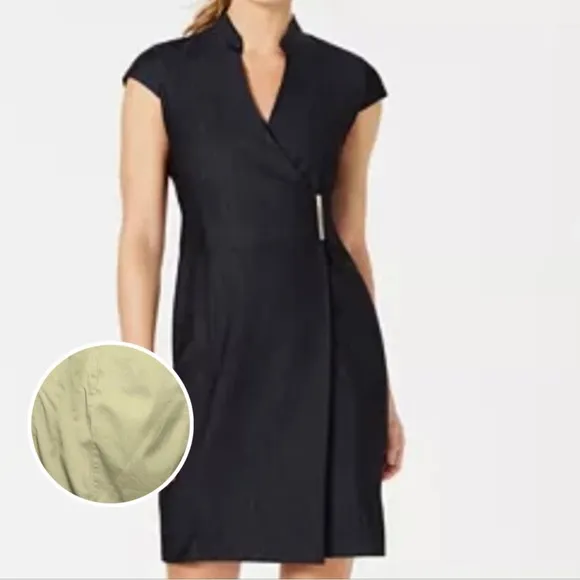 wrap dress size 10 Cap Sleeve V-Neck Hardware stretchy flattering - Image 2