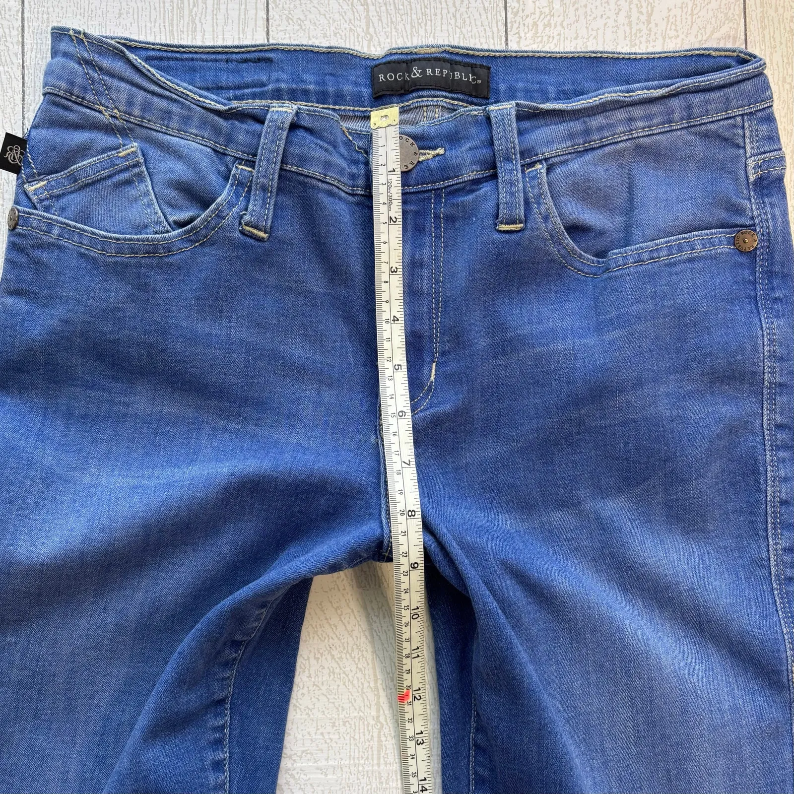 Rock & Republic Berlin Skinny Jeans Size 12M Star Pockets - Image 5