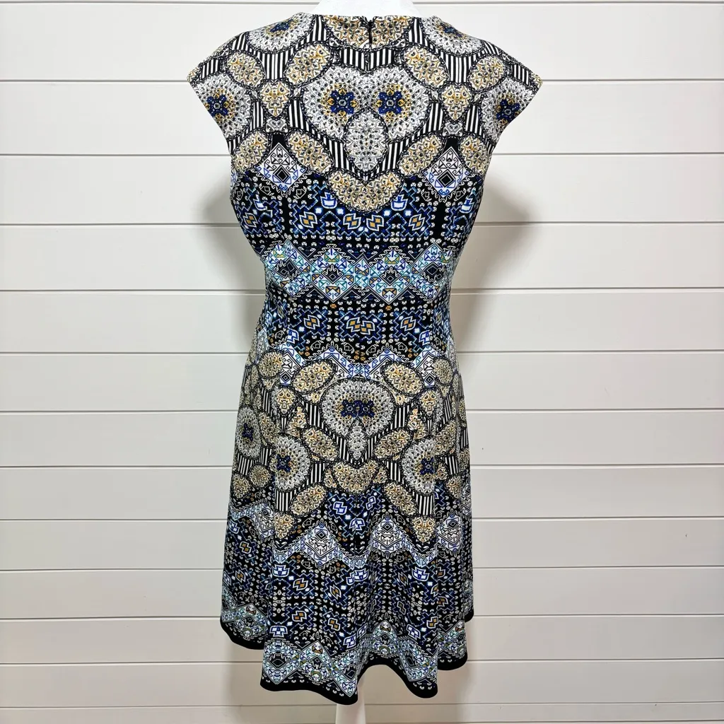 Adorne Naya Scuba Dress in Blue and‎ Golden Yellow Fit and Flare Size 10 - Image 8