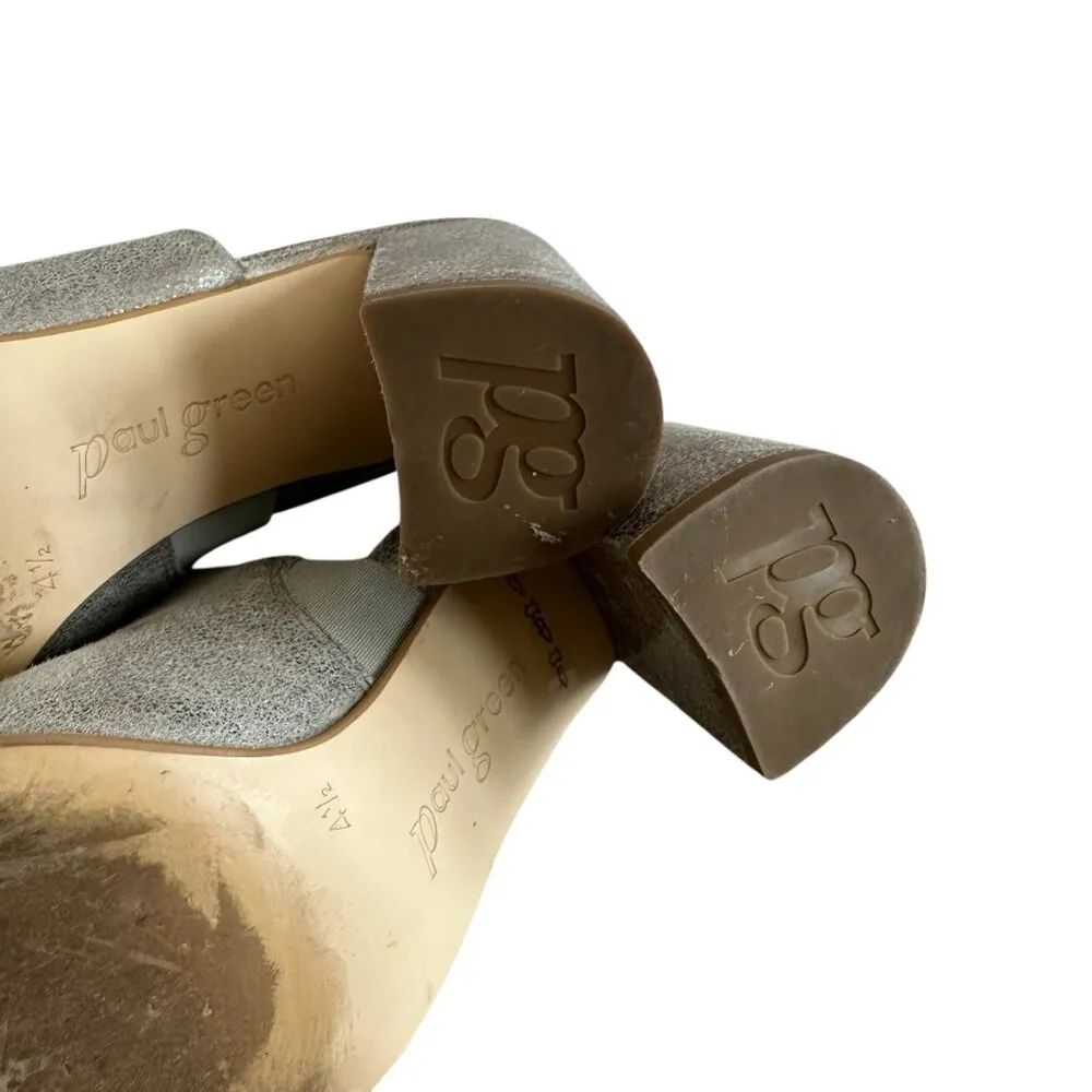Paul Green Slide Block Heel Sandals Open Toe Textured Leather Size 4.5 EU/7 US - Image 7
