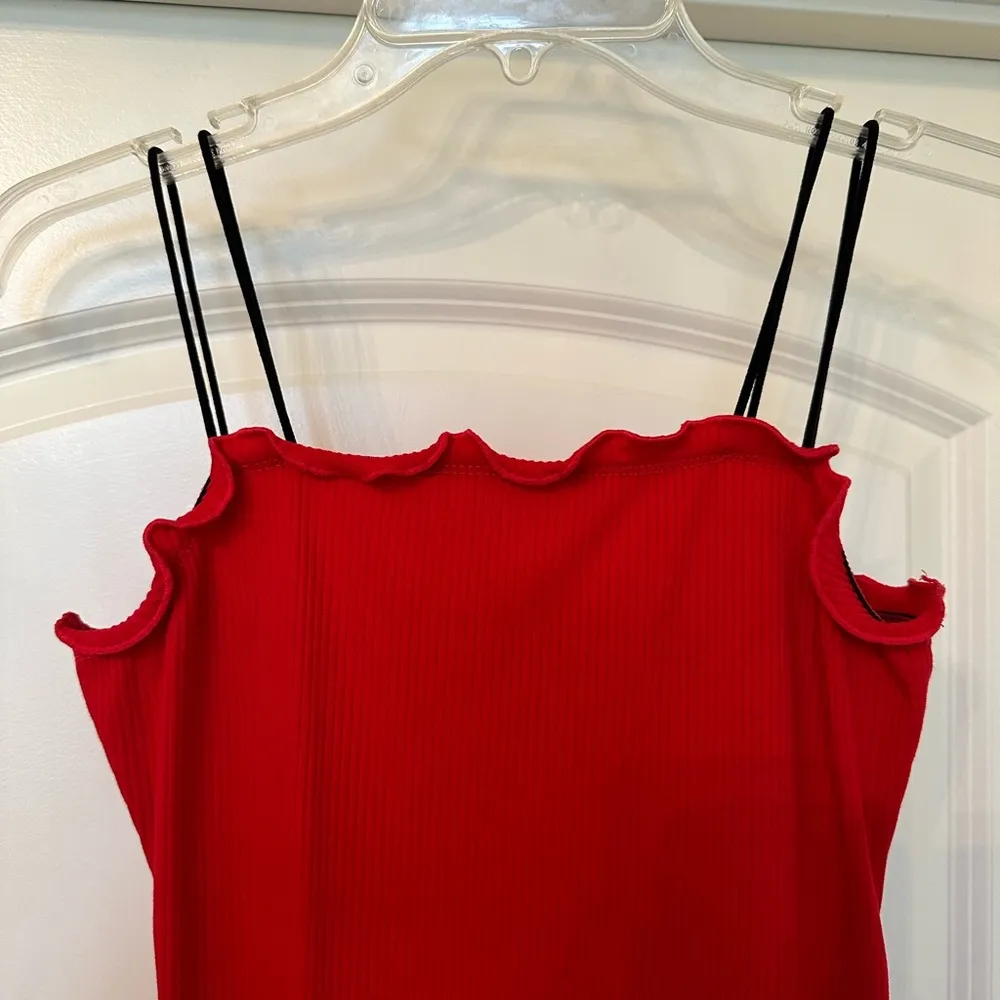 Popular 21 - Beautiful Red Double Strap Dress with Ruffle Detail - Brand new! - Image 5