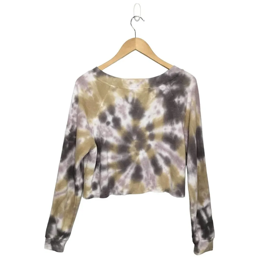 New Oli VIV Parker Tie Dye Crop Sweatshirt In Mauve Batik XS - Image 8